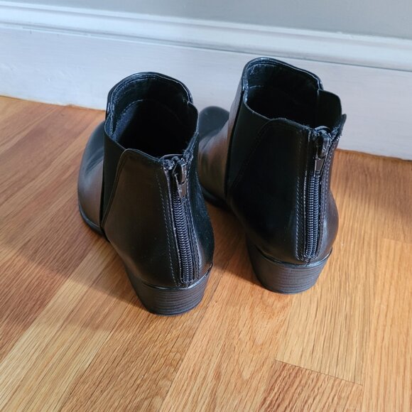 Esprit Black Leather Ankle Boots Size 6.5 - Picture 2 of 6